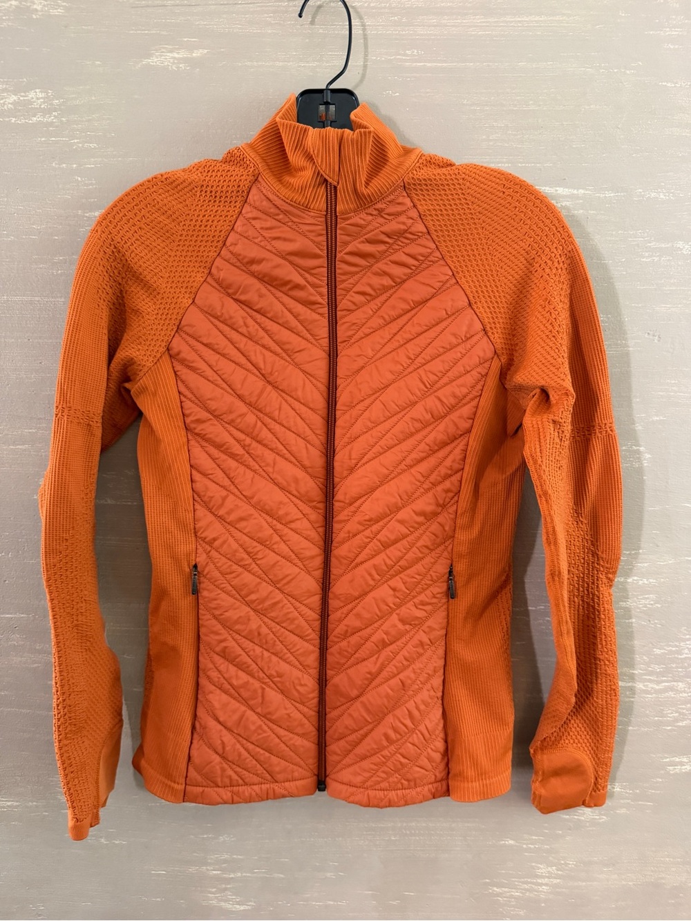 Athleta Orange Quilted Hybrid Full-Zip Jacket M